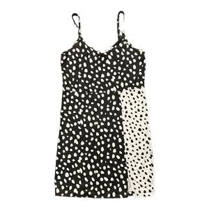 Vero Moda Black White Polka Dot Front Slit Mini Cami Dress S